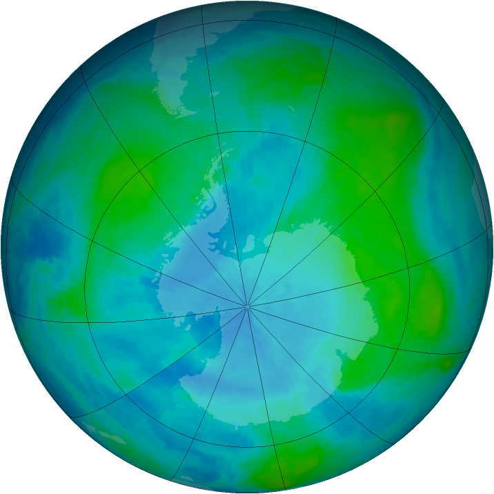 Antarctic ozone map for 14 February 1986